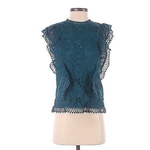 🎉HP🎉 Guest Editor Lace Short Sleeve Blouse Sz S
